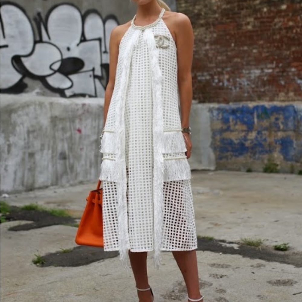 Self Portrait White Mesh Dress Small US 4-6